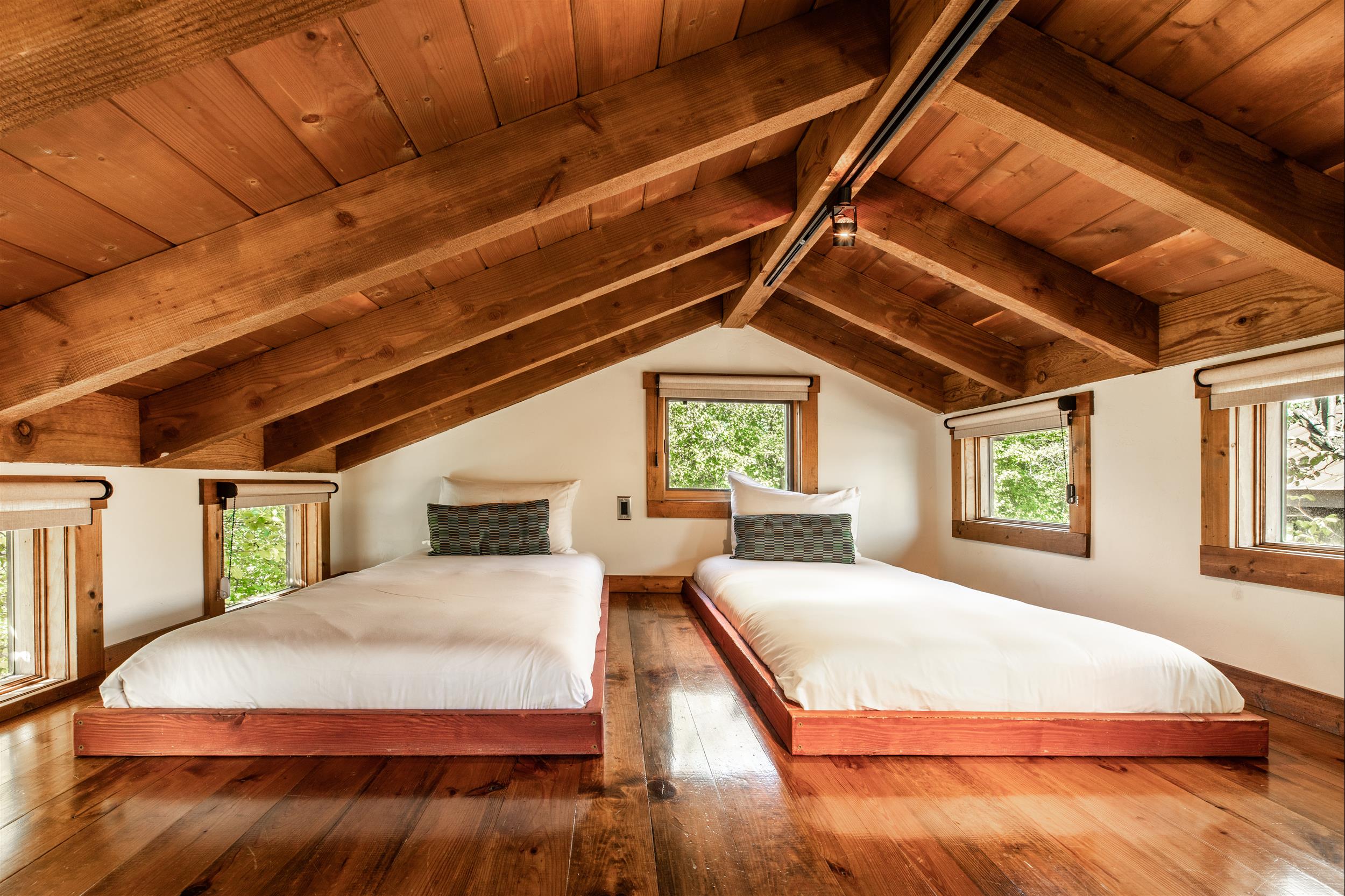 two Tempur-Pedic beds in modern cabin loft jackson hole wy